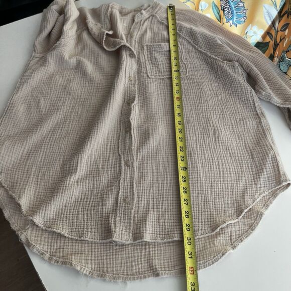Aerie Gauze Boho Tunic Button Down Distressed Pool To Party Cream Size M - Picture 9 of 9